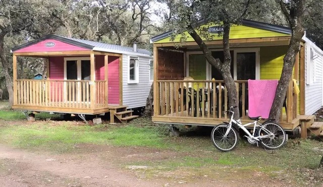 Campsite Domaine de Gajan * - Mobile home Comfort + EVASION 30m2 (2 bedrooms) - covered terrace included + TV + Air conditioning 5 persons