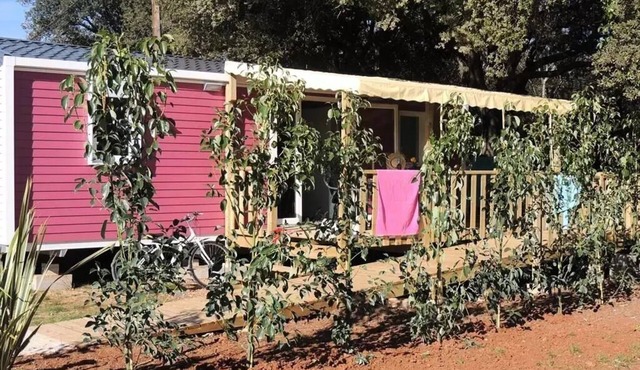 Campsite Domaine de Gajan * - Mobile home Comfort + LIFE PMR 32m2+TV included (2 bedrooms) - covered terrace - Clim 4 people