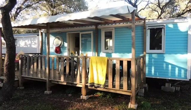 Campsite Domaine de Gajan * - Mobile home Comfort TRIBU 32m2 CLIMATE (3 bedrooms) - covered terrace TV INCLUSE arv/departure Saturday 6 people