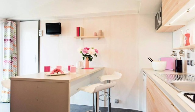 Campsite Domaine de Gajan * - Mobil-home PRESTIGE 33m2 (2 bedrooms) - 2 Bathrooms CLIMATE/VAISSELLE LAVE/TV INCLUSE in each room - terras