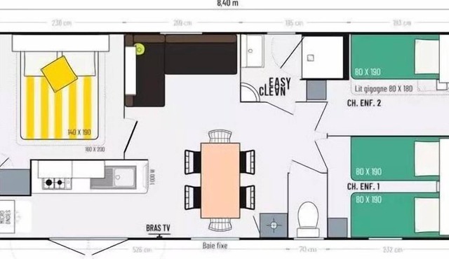 Campsite Ramstein-Plage * - Mobil home Comfort - 3 bedrooms 6 people