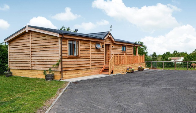 Canadian timber lodge with direct views to the Alpacas.