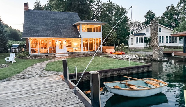 Canandaigua Lake House Situated in a Serene Cove with Vineyard and Porch!