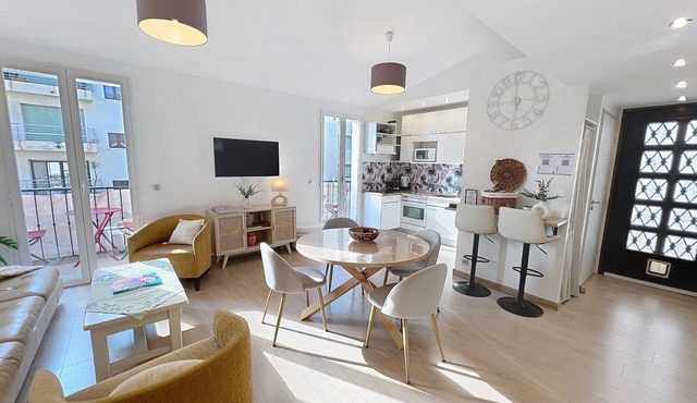 Cannes bright sunny close Ctr 2 BR flat mezzanine balconies Olam Properties