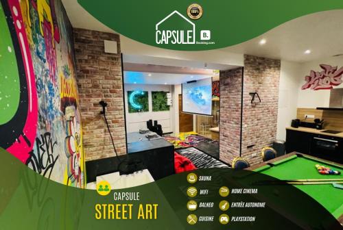 Capsule Street Art - Sauna- Jacuzzi - Playstation 5 - Billard - Netflix - Home cinéma - Terrasse