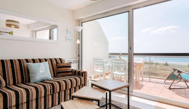 Carnac - Studio cabine 4 pers. avec terrasse face à la mer - FR-1-477-89