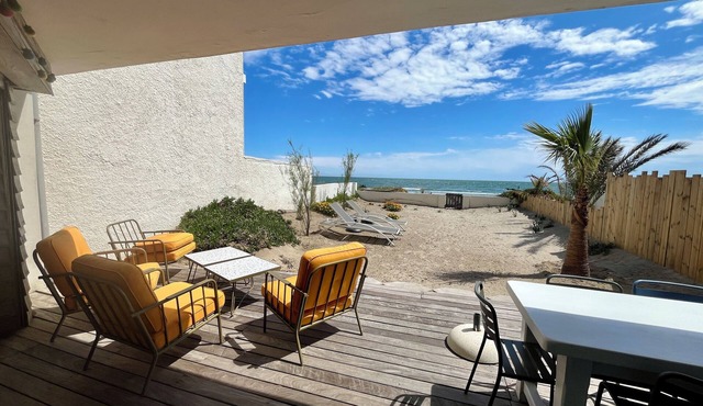 Carnon Beach Sand: Terrace and garden on the beach, air conditioning, Wifi