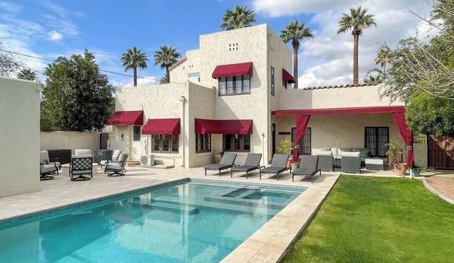 Central PHX Lux Historic Villa + Heated Pool & Spa