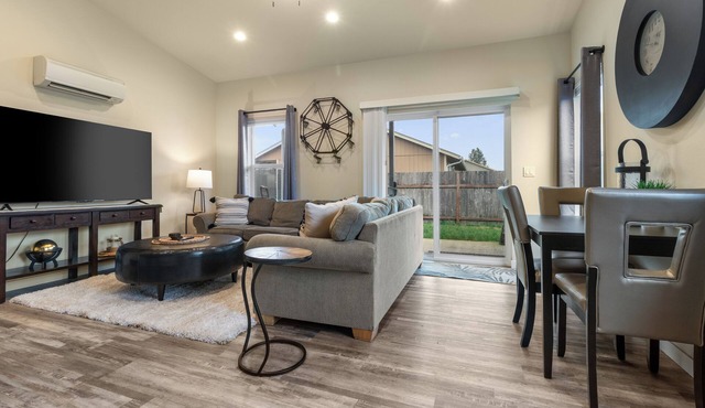 Centralia home minutes to NW Sports Hub. Modern two bedroom - primary ensuite. Main level bedroom with full bathroom adjacent. Full kitchen. Fully fenced backyard with covered patio. In home laundry - full size washer/dryer. Parking - 4 cars