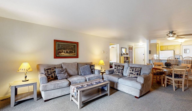 Centrally located condo w/gas grill & wood fireplace - walk to town/the lake