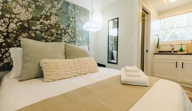 Centrally Located Memphis Tiny Home Queen Bed REAR