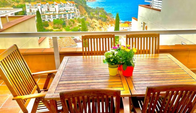 CHALANA I, CALA SALIONS, TOSSA DE MAR Large Terrace with Sea and Mountain Views