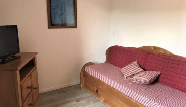 Chalet, 350m from ski slopes, view mountain, fitness, terrace, parking, tv, ski locker, 43m²