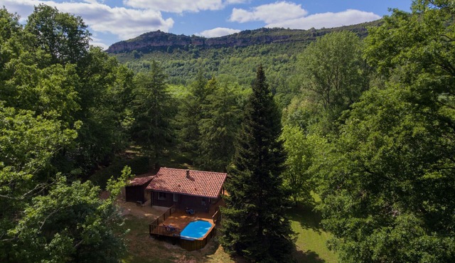 Chalet by the river with wooded park & heated swimming pool in St Antonin Noble Val, France