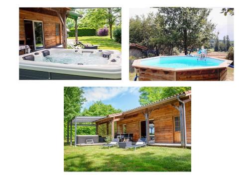 Chalet Cèdre - Piscine privée en été - Spa jacuzzi privatif - Les Chalets de Barruérot