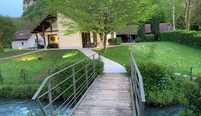 Chalet cottage Le Lison 4 rooms Franche Comté very quiet river animals accepted