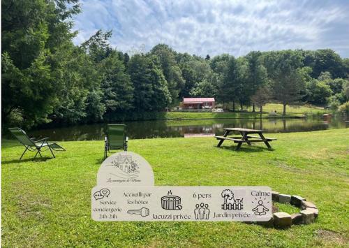 Chalet et étang, exclusivement privée