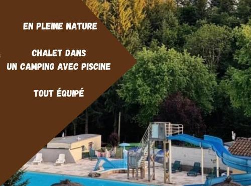 Chalet familial style Bali dans camping avec piscine