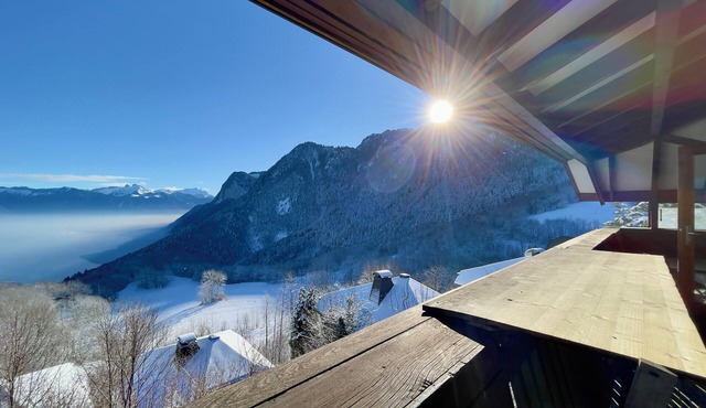 Chalet in the mountains with a view of Lake Geneva
