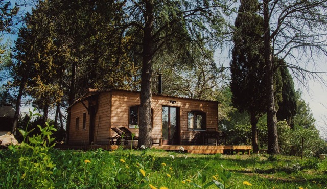Chalet in the heart of nature on wooded grounds, hammock, table tennis, massage, yoga.