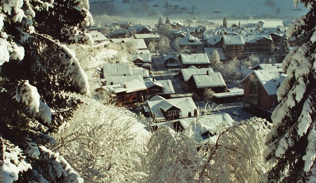 Chalet on a sunny hillside with beautiful view on the village and the mountains