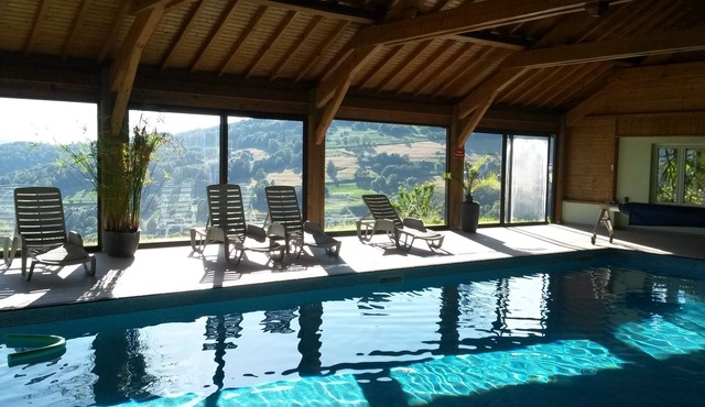 Chalet sleeps 2 to 8 nature quiet mountain heated indoor pool sauna