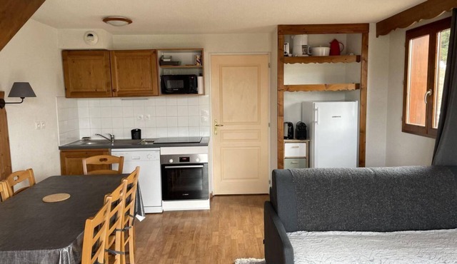 Chalet, view mountain, swimming pool, terrace, parking, ski locker, 55m², La Joue du Loup