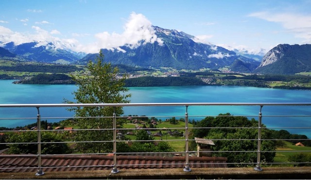 Chalet with panoramic views of the mountains of the Oberland and Lake Thun