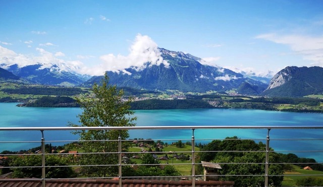 Chalet with panoramic views of the mountains of the Oberland and Lake Thun