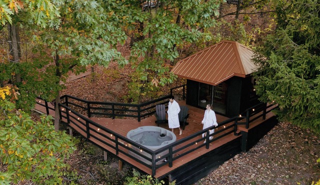 Chalet with pond · hot tub, sauna & scenic views