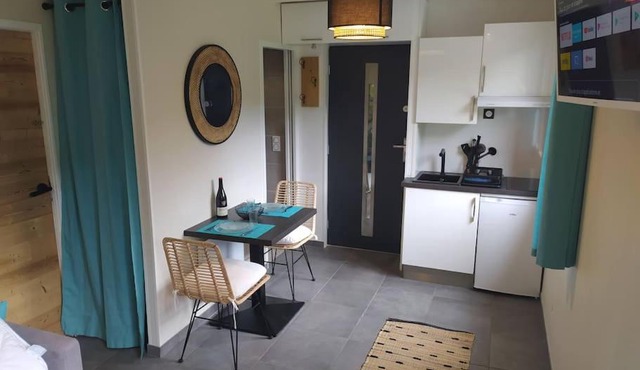 Chambre avec cuisine, entrée et terrasse privée !