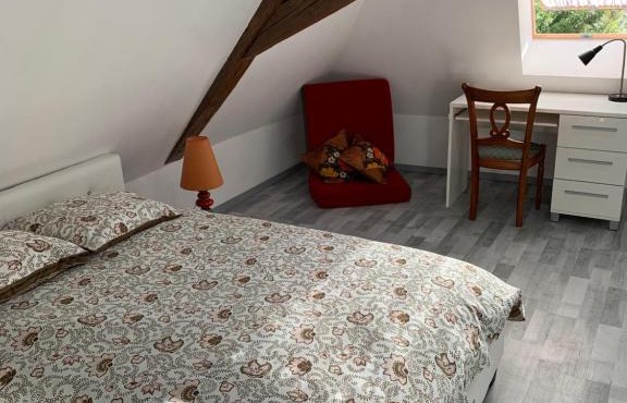 Chambre rustique avec double lit et sa salle de bain privée