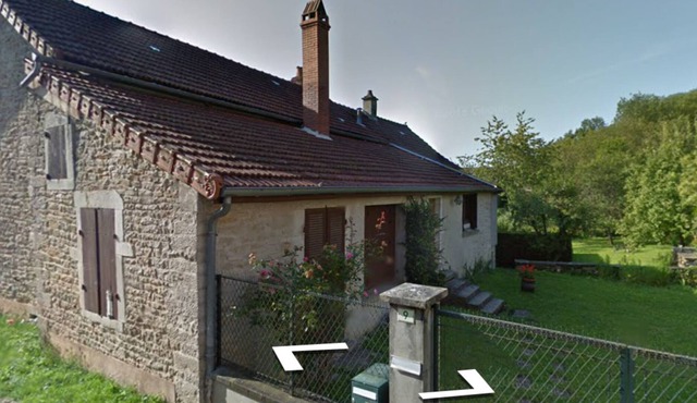 Character family house in a green setting