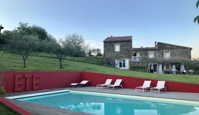 Character house in Ardèche with heated swimming pool and pétanque court.