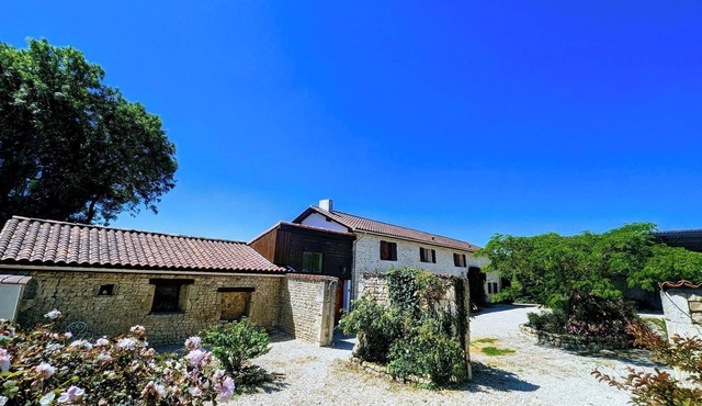 Charente rustic farmhouse with heated pool and wonderful views, sleeps 13.