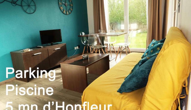Charmant 2 pièces proche d Honfleur, piscine en saison, parking gratuit, Wifi