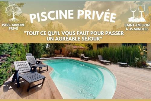 Charmante maison avec parc arboré & piscine au sel