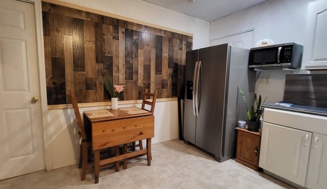 Charming 1-bedroom apartment ,living room, Kitchen, Dining, Bathroom, Patio etc