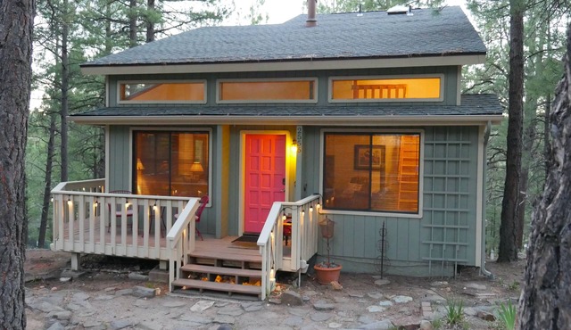Charming 3/2 cabin in the pines. Pine views from a big deck, 175 specials!