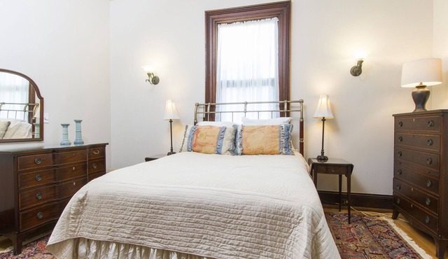 Charming apartment with 12 foot ceilings, fireplaces, and lots of sunshine.