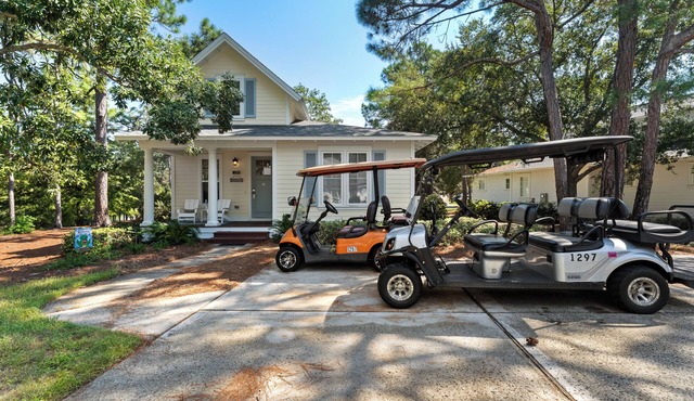 Charming Beach Cottage w/2 GOLF CARTS! Pool, Hot Tub, Beach Tram, Near Wharf