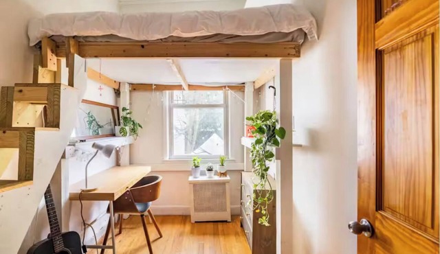 Charming bedroom with lofted bed in Vibrant Williamsburg, Brooklyn with roomates