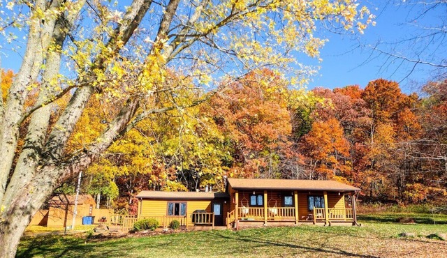 Charming cabin getaway in the woods, private trails, only 20 mins from WI Dells!