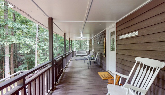 Charming Cabin with Expansive Front Porch, Hammock & Peaceful Woodland Setting