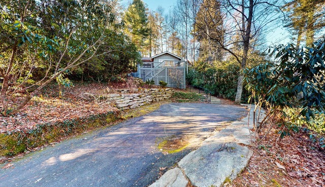 Charming cabin with private deck, fireplace, central AC, & private W/D