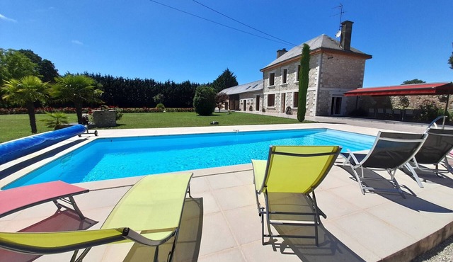 Charming Cottage with Heated Pool, Terrace, and BBQ in Archigny