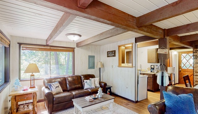 Charming dog-friendly cabin with firepit, balcony, grill, & W/D