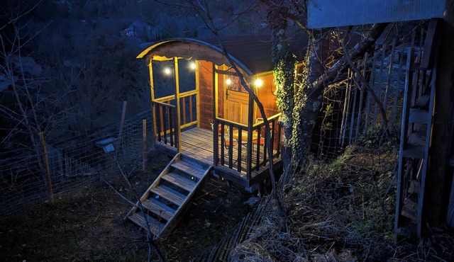 Charming gypsy caravan in green Provence, at La Mauvaise Herbe, Barjols