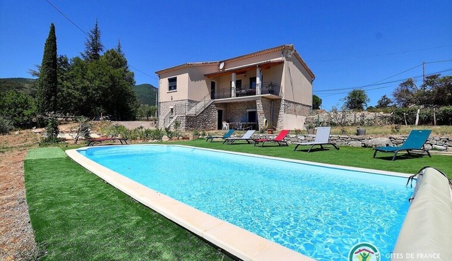 Charming house in Les Vans with private pool overlooking olive trees