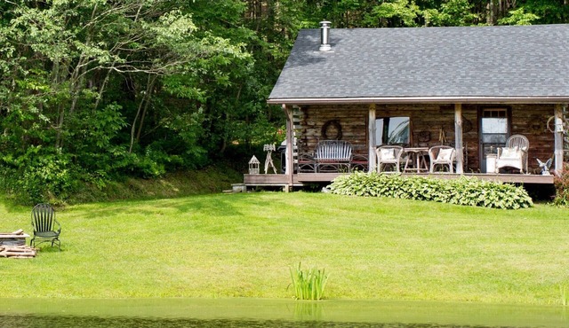 Charming Log Cabin on Private Pond Nestled in Woods Near Holiday Valley Resort n